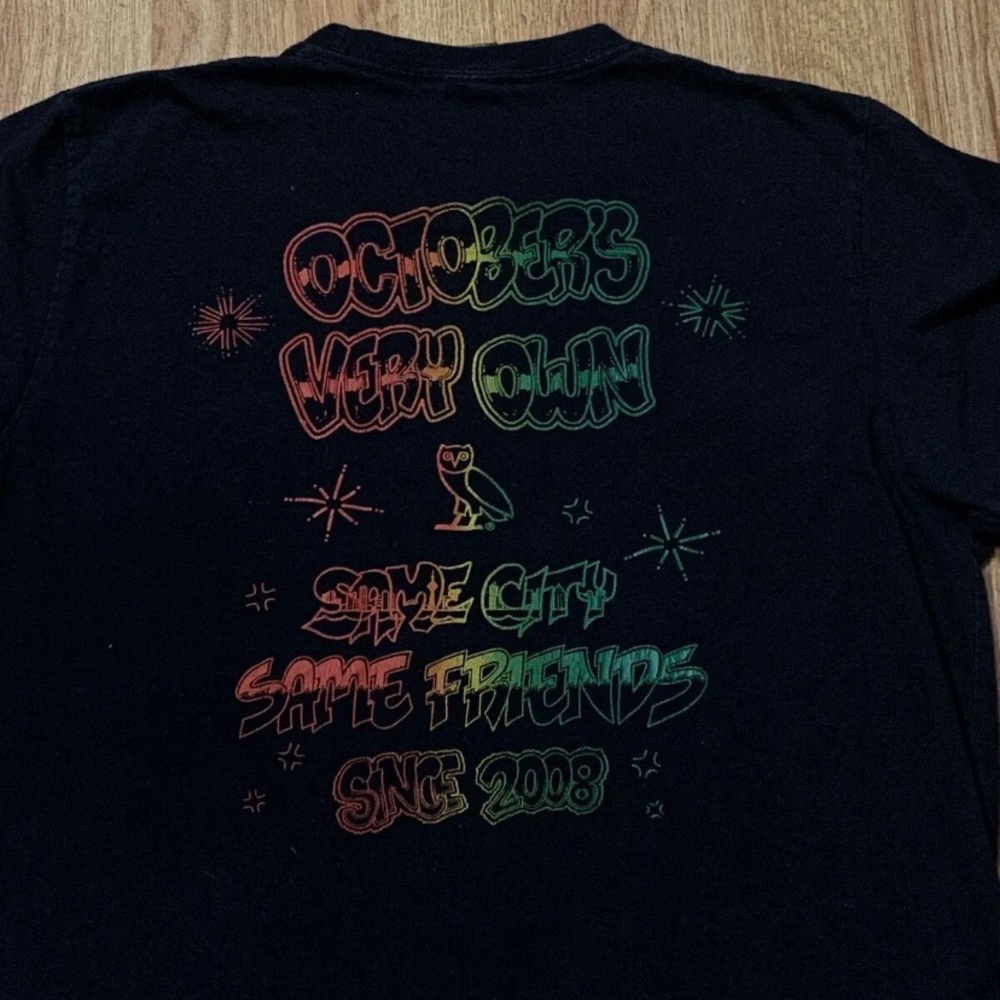 OVO Shirt Mens Medium Black Octobers Very Own Same City Same Friends Drake Owl